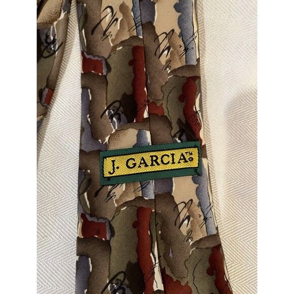 Jerry Garcia Men’s Tie, 100% Silk Handmade In Mexico, Psychedelic Neutral Design - Picture 2 of 6